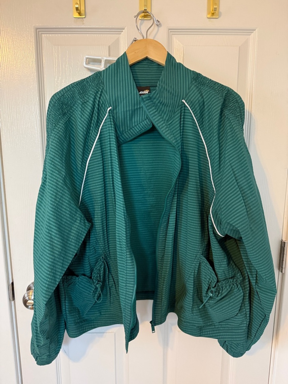 Avia Teal Green Bomber Jacket with White Piping